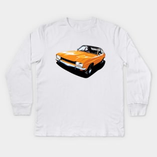 British Ford Capri in orange Kids Long Sleeve T-Shirt